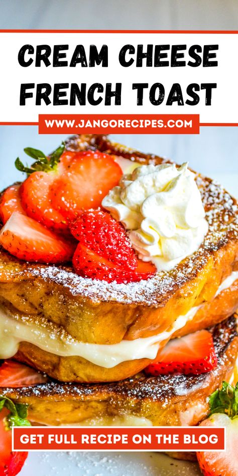 In this blog, I will share with you a Cream Cheese French Toast Recipe that is extremely delicious. #FrenchToastRecipe #ToastRecipe #BreakfastRecipes French Toast With Cream Cheese Topping, Easy Stuffed French Toast Cream Cheese, French Toast Whipped Cream, French Toast Cream Cheese, Cream Cheese Stuffed French Toast Recipe, French Toast With Cream Cheese, Easy Stuffed French Toast, Cream Cheese French Toast, Cheese French Toast