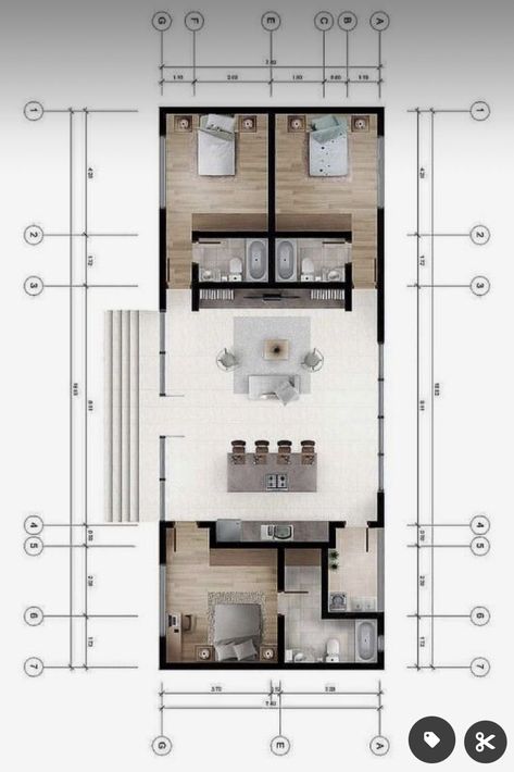 Small House Layout, Small House Floor Plans, House Plan Gallery, Narrow House, House Construction Plan, Model House Plan, House Layout Plans, Container House Plans, Apartment Plans