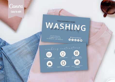 Insert Card Design, Washing Instructions Card, Google Doc Templates, Washing Labels, Logo Text, Cards Ideas, Care Card, Card Printable, Clothing Care