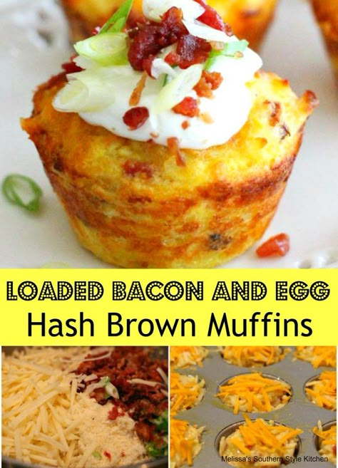 Hash Brown Muffins, Savory Breakfast Muffins, Hash Brown Cups, Bacon Muffins, Menu Sarapan Sehat, Breakfast Muffin, Thanksgiving Breakfast, School Morning, Hashbrown Recipes