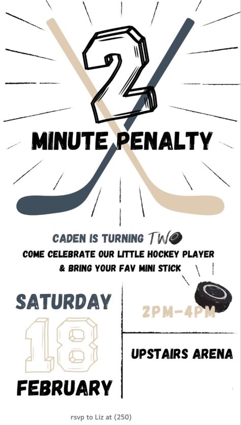 Hockey theme birthday invite Hockey 3rd Birthday, Hockey Themed 1st Birthday Party, Hockey 2nd Birthday Party, Kids Hockey Birthday Party, Hockey Birthday Party Ideas, Hockey Themed Birthday Party, Hockey Birthday Cake, Hockey Birthday Party, Hockey Birthday Parties