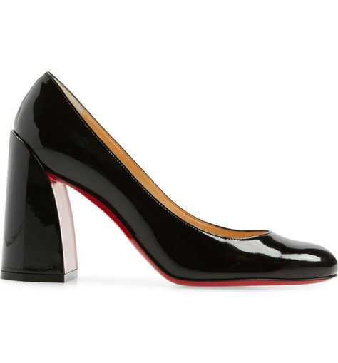 Christian Louboutin Miss Sab Pump | Nordstrom Round Toe Pumps, Red Lacquer, Red Sole, Wet Weather, Footwear Design Women, Black 7, Red Shoes, Louboutin Shoes, Black Pumps