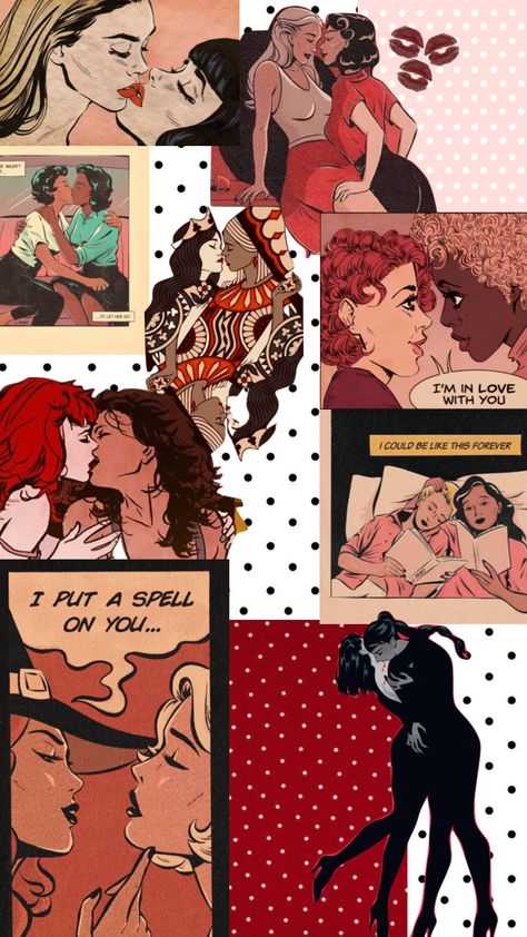 Spooky Lesbian Wallpaper, 50s Lesbian Art, Wlw Aesthetic Wallpaper, Wlw Vintage, Sapphic Wallpapers, Subtle Wlw Wallpaper, Sapphic Aesthetic Art, Retro Phone Wallpaper, Anime Lesbian