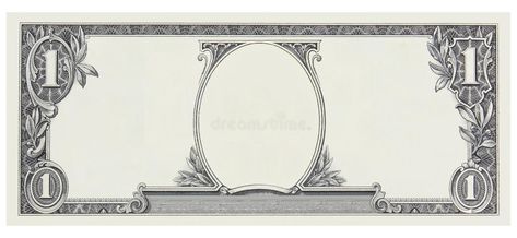 One dollar bill front empty no face frame for design isolated on white. stock photos Dollar Bill Template Free Printable, Disney Envelopes, Dollar Bill Template, Fake Dollar Bill, Money Frame, Dollar Design, American Money, Bill Design, Money Template