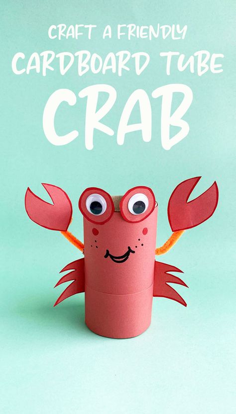 Make this adorable cardboard tube crab craft for preschool - a fun summer toilet paper roll craft and paper ocean craft for kids! Free template included Crab Craft, Letter C Crafts, Toilet Paper Roll Craft, Crab Crafts, Ocean Animal Crafts, Crafts Summer, Preschool Room, Craft For Preschoolers, Roll Craft