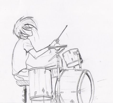 Drummer Pose Reference Drawing, Drummer Reference Pose, Playing Drums Drawing, Band Drawing Reference, Drummer Drawing, Drums Drawing, Drum Drawing, Guitar Drawing, Guitar Teacher