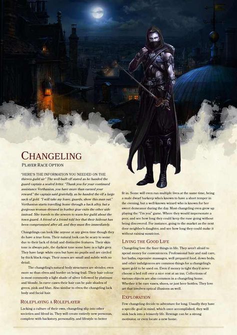 Changeling race Dog Race Dnd, Dnd Playable Races, Homebrew Races, 5e Races, Homebrew Classes, Dungeons And Dragons Races, D D Races, Dnd Homebrew, D D Classes