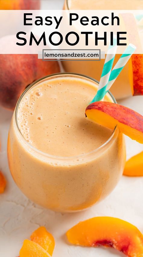 Peach Banana Smoothie, Peach Smoothie Recipes, Peach Smoothie, Fruit Smoothie Recipes Healthy, Smoothie Recipes Healthy Breakfast, Protein Smoothie Recipes, Smoothie Drink Recipes, Healthy Drinks Smoothies, Easy Smoothie Recipes