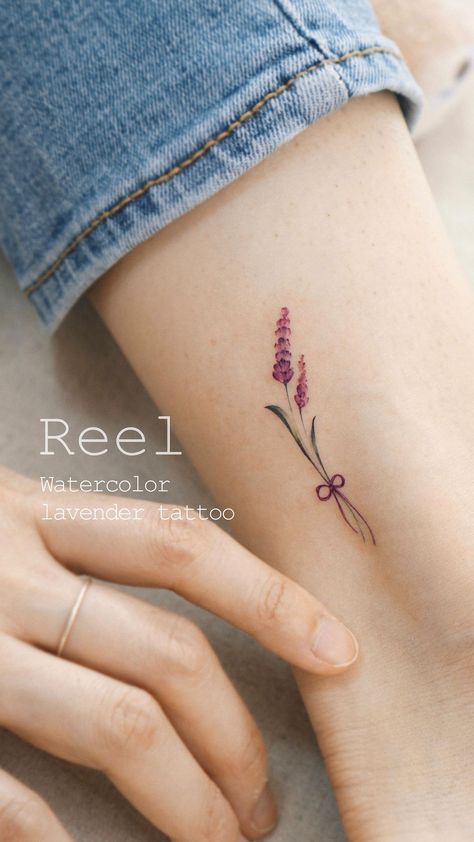 Small Lavender Tattoo Black, Fine Line Lavender Tattoo, Feather Tattoo Arm, Colon Tattoo, Lilac Tattoo, Tattoo Watercolor, Lavender Tattoo, Lilac Tree, Semicolon Tattoo