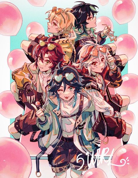 5wirl Fanart, Anemo Boys Fanart, Heizou X Kazuha, Kazuha X Heizou, Heizou Kazuha, Anemo Boys, Pretty Art, Genshin Impact, Art Style