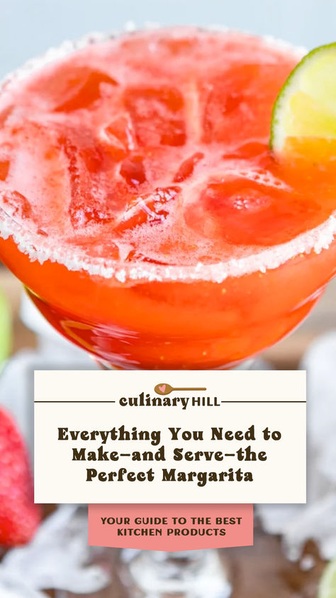 close up picture of a strawberry margarita in a glass cup with salt and a lemon on the rim. Salty Margarita, The Perfect Margarita, Best Margarita, Perfect Margarita, How To Make Margaritas, Margarita Glasses, Kitchen Games, Taco Tuesday, Kitchen Products