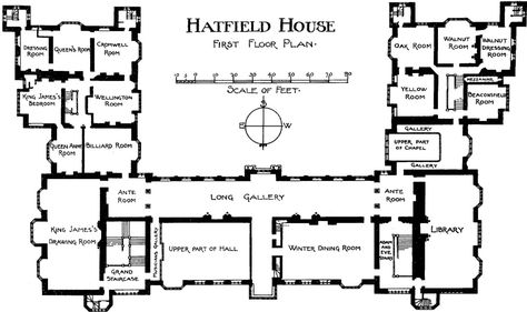 Bishop's Hatfield House - First Floor Plan (above ground floor)| British History Online Manor House Floor Plans, Country House Floor Plan, English Country House Plans, Manor House Plans, Manor Floor Plan, Castle Plans, Hatfield House, Country Manor House, Castle Ideas