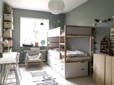 Scandinavian bedroom Kura Bed Hack, Scandinavian Room, Ikea Kura Bed, Kids Shared Bedroom, Kura Bed, Ikea Kura, Ikea Bed, Scandinavian Bedroom, Kids Room Inspiration