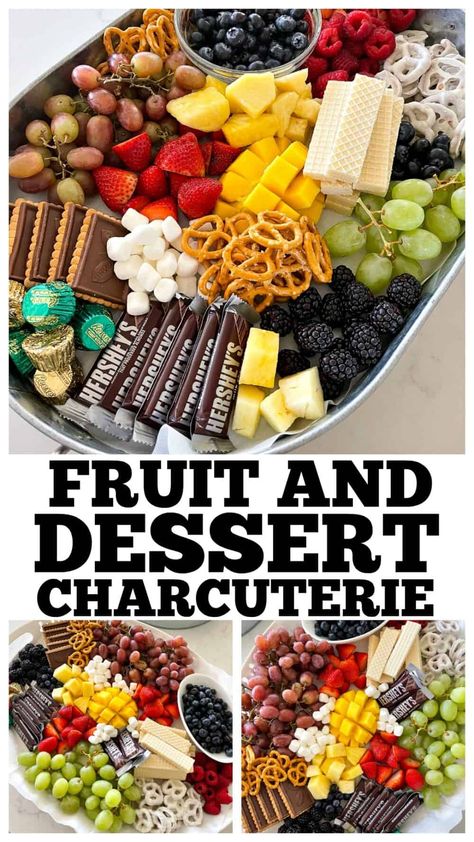 Fruit and Dessert Charcuterie Board - Picky Palate Summer Fruit Charcuterie Board, Fruit And Dessert Charcuterie Board, Easy Charcuterie Board For Beginners, Charcuterie Board With Fruit, Dessert Charcuterie Board Ideas, Dessert Boards, Dessert Charcuterie Board, Snack Boards, Dessert Charcuterie