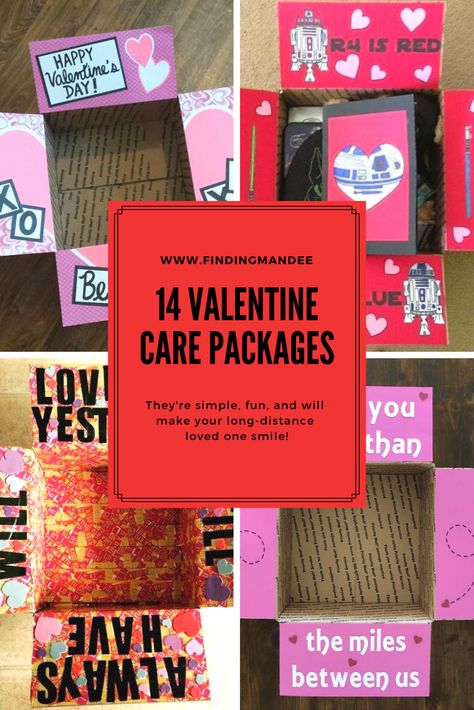 14 Valentine's Day Care Package Ideas | Finding Mandee Ldr Valentines, Care Package Decorating, Soldier Care Packages, Long Distance Valentines, Valentines Day Care Package, Deployment Care Package Ideas, Care Package Ideas, Deployment Care Packages, Military Care Package