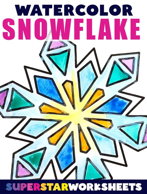 Snowflakes Arts And Crafts For Kids, Winter Craft 3rd Grade, Kindergarten Snowflake Art, Snowflake Projects For Kids, Snowflake Art Preschool, Winter Kindergarten Art, Snowflake Art Projects For Kids, Winter Art Projects For Kids Elementary, Printable Painting Templates