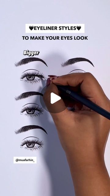 Different Eyeliner Styles Shape, Minimal Eyeliner, Different Types Of Eyeliner, Eyeliner For Eye Shape, Types Of Eyeliner, Graphic Eyeliner Looks, Makeup Education, Graphic Liners, Different Eyeliner