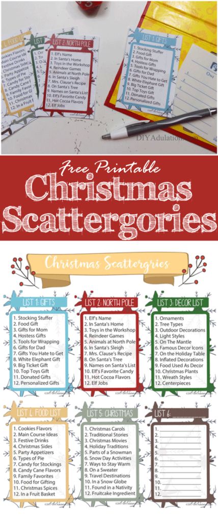 Cousin Sleepover, Scattergories Lists, Christmas Scattergories, Scattergories Game, Xmas Games, Game Diy, Christmas Game, Holiday Games, Free Christmas Printables