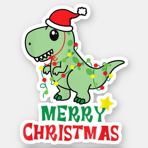 Christmas Dinosaur Tree Rex Xmas Sticker Christmas Dinosaur, Dinosaur Gifts, Dinosaur Shirt, Tie Gifts, Holiday Stickers, Xmas Holidays, Dinosaur Christmas, Boys Christmas, Christmas Stickers