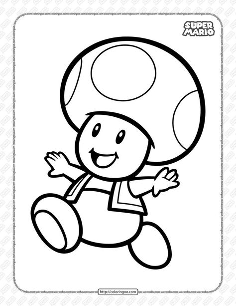 Free Printable Super Mario Toad Coloring Page Toad Coloring Pages, Toad Cartoon, Super Mario Coloring, Toad Mario, Painting Pages, Mario Coloring, Super Mario Coloring Pages, Mario E Luigi, Blank Coloring Pages