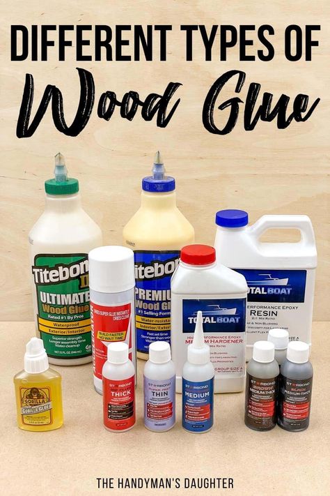 What's the best wood glue for your project? Find out the difference between the different types of wood glue and how to use them here! Profitable Woodworking Projects, Wood Carving Tools Knives, Dremel Projects, How To Waterproof Wood, Best Glue, Different Types Of Wood, Wood Carving Tools, Beginner Woodworking Projects, White Glue