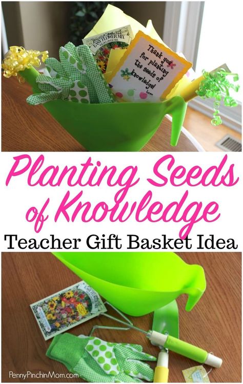 Teacher Appreciation Gift Baskets, Gardening Gift Ideas, Easter Teacher Gifts, Teacher Appreciation Themes, Easy Teacher Gifts, Gardening Gift Baskets, Teachers Appreciation Week Gifts, Appreciation Gifts Diy, Teacher Gift Baskets