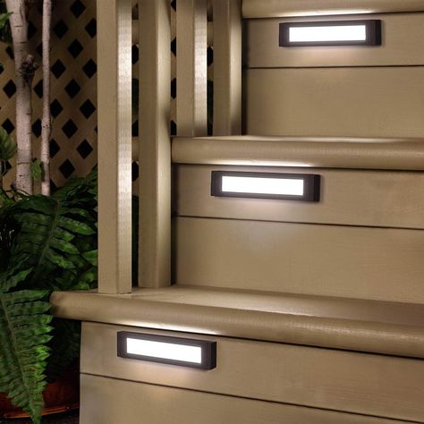 Staircases are an important part of many homes. Since staircases are an area that you will pass by numerous times each day, they shouldn’t be forgotte... | Minimalist Rectangular Stair Lights #StaircaseLights #StaircaseLightning Step Lights Outdoor, Stairway Lighting Ideas, Staircase Lighting Ideas, Art Deco Lights, Classic Minimalist Style, Stair Lights, Outdoor Stair Lighting, Step Lighting Outdoor, Led Step Lights