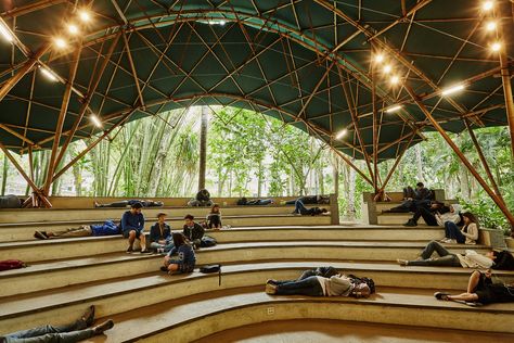 Gallery of Bamboo Amphitheater Space Structure / Bambutec Design - 20 Amphitheatre Architecture, Amphitheater Architecture, Hostels Design, Bamboo Structure, Bamboo Architecture, Outdoor Theater, Architecture Concept Drawings, Common Room, Landscape Architecture Design