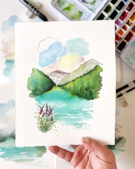 Flash Gordon, Card Illustration, Watercolor Cards, Watercolor Landscape, Diy Inspiration, Auckland, Painting Inspiration, Art Diy, Watercolor Art