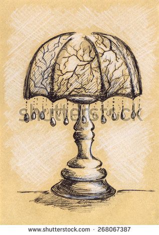 Lamp Drawing Design, Antique Lamp Tattoo, Vintage Lamp Tattoo, Vintage Lamp Drawing, Lamp Design Drawing, Sketch Object, Lamp Sketch Design, Table Lamp Design Drawing, Table Lamp Drawing