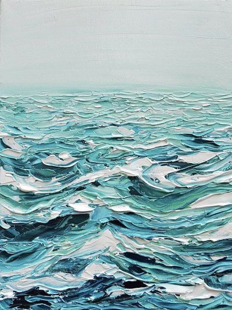 Amazing Textured Painting on Canvas Sea Drawing, Easy Canvas Painting, Cat Air, Sea Painting, Ocean Painting, Beginner Painting, Water Painting, Art Painting Acrylic, Kazan