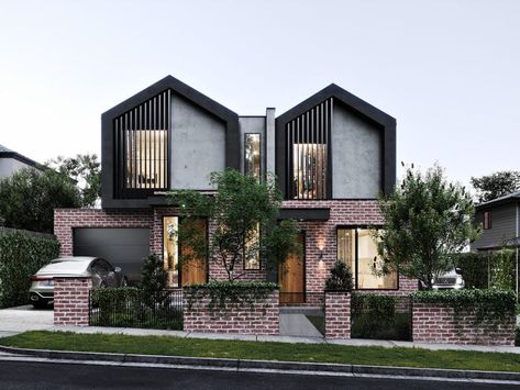 Modern Townhouse Designs Exterior, Duplex House Design Interiors Indian, Modern Townhouse Designs, Duplex House Design Interiors, Cluster Architecture, Duplex Facade, Scandinavian Facade, Contemporary Townhouse, Cluster House