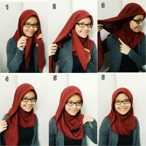 Triangle Hijab Style, Triangle Hijab Tutorial, Bawal Style, Bawal Tutorial, Square Hijab Tutorial, How To Wear Hijab, Simple Hijab Tutorial, Square Hijab, Hijab Ideas