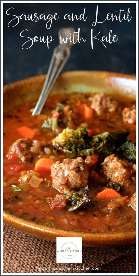 Lentil And Sausage Soup Crock Pot, Kale Lentil Soup, Lentil Soup With Kale, Lentil And Kale Soup, Lentil And Sausage, Sausage And Lentil Soup, Sausage Lentil Soup, Lentil Kale Soup, Lentil Soups