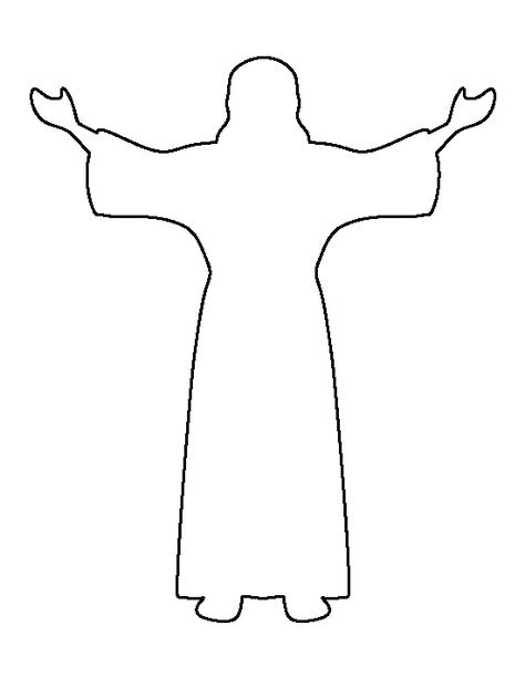 Jesus pattern. Use the printable outline for crafts, creating stencils, scrapbooking, and more. Free PDF template to download and print at http://patternuniverse.com/download/jesus-pattern/ Transfiguration Of Jesus Craft, Transfiguration Craft, Doodle Template, Transfiguration Of Jesus, Draw Zentangle, Sunday School Projects, Jesus Crafts, Bible Story Crafts, Bible School Crafts