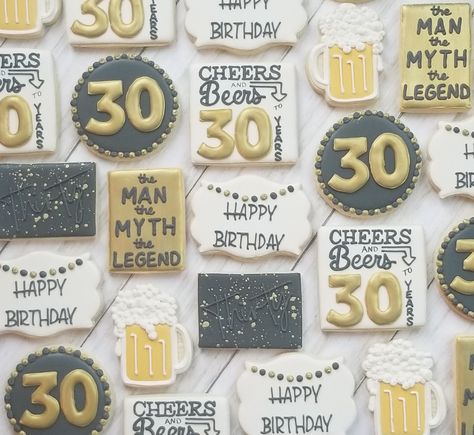 Cheers To 50 Years Cookies, Cheers And Beers To Thirty Years, Birthday Cookies Decorated Men 30, Cheers And Beers To 30 Years Cookies, Cheers And Beers Cookies, Cheers To 30 Years Cookies, 30th Birthday Cookies For Men, Cheers To 30 Years, Cheers And Beers To 30 Years