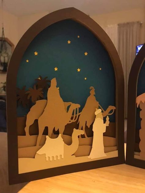 Nativity Stage Design, Journey To Bethlehem Decorations, Nativity Play Backdrop, Nativity Scene Play Backdrop, 3d Paper Art Nativity, Christmas Stage Decorations, Bethlehem Christmas, Church Christmas Decorations, Christmas Stage