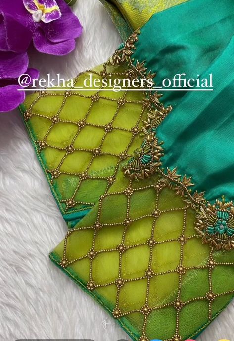 Aari Work Blouse Net Model, Net Work Aari Blouse, Net Sleeve Aari Work Blouse, Net Work Aari Blouse Designs, Sleeve Aari Work Design, Net Aari Work Blouse, Netted Blouse Designs, Aari Design, Latest Bridal Blouse Designs