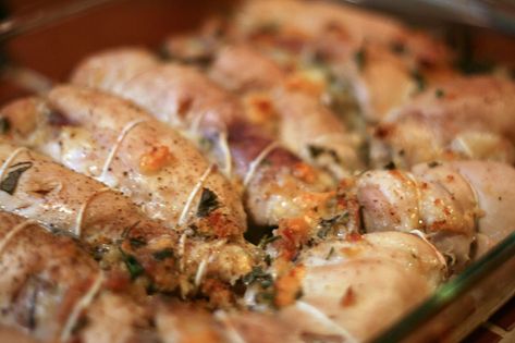 Chicken Braciole Recipe, Stuffed Chicken Thighs, Braciole Recipe, Baked Chicken Breasts, Fresh Bread Crumbs, Mario Batali, Spring Chicken, Grilling Chicken Breast, Baked Chicken Breast