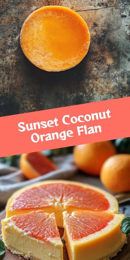 Sunset Coconut Orange Flan Recipe | Tropical Dessert Delight Experience a tropical escape with our Sunset Coconut Orange Flan! This creamy dessert combines the luscious flavors of coconut and the zesty brightness of orange for a truly indulgent treat. Perfect for gatherings or special occasions, this easy-to-follow recipe creates a stunning flan that will captivate your guests. Dive into the deliciousness today! Orange Ruffy Recipes, Orange Flan, Chocolate Tres Leches Cake, Coconut Flan, Coconut Panna Cotta, Cottagecore Recipes, Tropical Desserts, Flan Recipe, Pumpkin Chocolate Chip Cookies