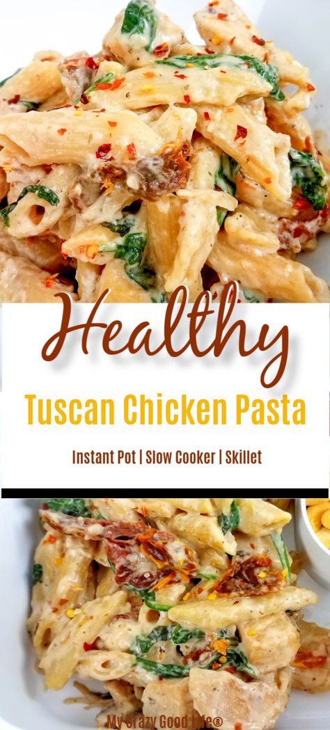 Healthy Tuscan Chicken, Healthy Chicken Recipe, Easy Healthy Chicken, Instant Pot Slow Cooker, Tuscan Chicken Pasta, Resep Pasta, Healthy Chicken Recipes Easy, Tuscan Chicken, Instant Pot Dinner Recipes