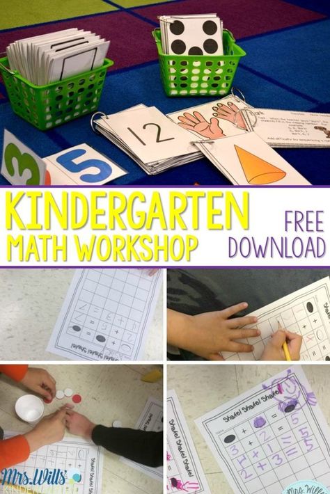 Kindergarten Math Workshop. See how we work on fluency, building new concepts, and a deep understand of number concepts through math workshop! ALL Hands on learning! Prek Math, Kindergarten Math Activities, Fun Math Games, Math Workshop, Homeschool Math, Mental Math, E Mc2, Math Numbers, Guided Math