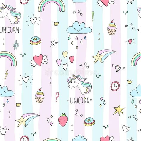 Cute unicorn vector pattern stock illustration Unicorn Seamless Pattern, Unicorn Vector Illustration, Unicorn Wallpaper Cute Rainbow, Unicorn Art Drawing, Unicorn Vector, Unicorn Wallpaper Cute, Cute Rainbow Unicorn, Fabric Decoupage