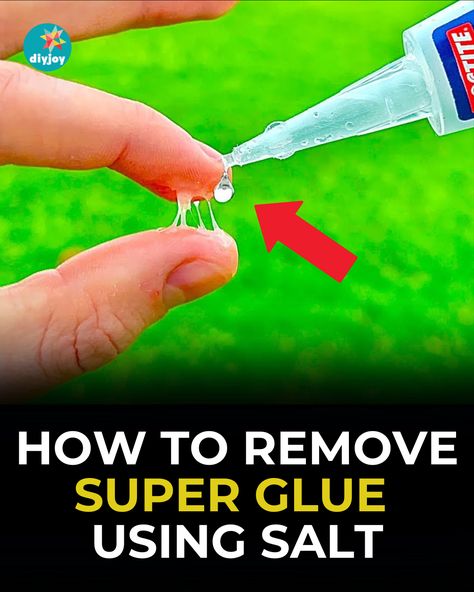 Accidentally spilled super glue on your fingers? Learn how to safely remove it from your skin using salt in this quick and easy tutorial. Glue Remover Diy, Remove Super Glue From Skin, How To Get Super Glue Of Your Hands, How To Remove Super Glue From Skin, Remove Super Glue, Plaster Hands, How To Remove Glue, Diy Plaster, Pinterest Diy