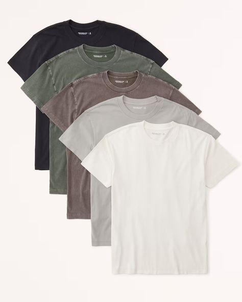 Men's 5-Pack Essential Tees | Men's Tops | Abercrombie.com Model Wardrobe, Tyler Fashion, Boyfriend Christmas Ideas, Abercrombie And Fitch Outfit, Sleeve Shirt Outfit, Abercrombie T Shirt, Old Money Men, Money Men, Closet Basics