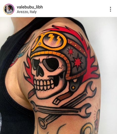 Working Class Tattoo, Badboy Tattoo, Traditional Plane Tattoo, Old School Biker Tattoos, Small Traditional Tattoo Men, Traditional Motorcycle Tattoo Design, Traditional Automotive Tattoo, Traditional Tattoos Motorcycle, Traditional Motorcycle Tattoo