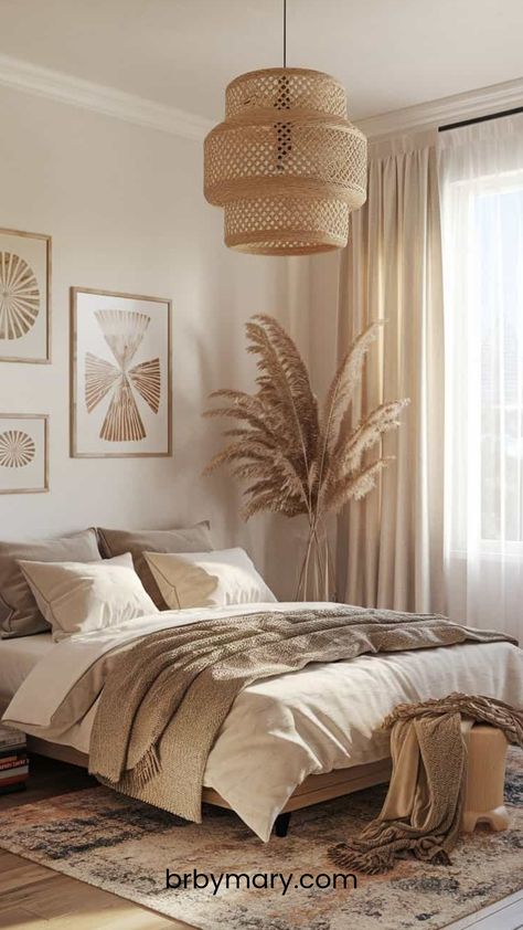 Here are 40 Boho bedroom ideas for your home interior. A boho bedroom has such a warm, effortless vibe that makes it the perfect retreat after a long day. It’s all about blending textures, colors, and natural elements to create a space that feels cozy. in your home interior. Boho Modern Bedroom, Couple Bedroom Decor Ideas, Bedroom Boho Style, Neutral Boho Bedroom, Boho Chic House, Bedroom Boho Decor, Earth Tone Bedroom, Chic House, Modern Boho Bedroom