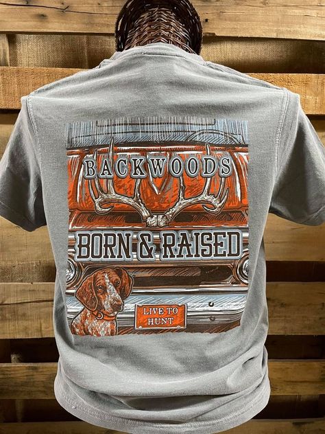 Backwoods Born & Raised Live to Hunt Comfort Colors Unisex Bright T Shirt Available in sizes Adult S-3X Picture is of the back of the shirt, Front of the shirt has backwoods logo Backwoods Logo, Drake Christmas, Country Clothes, Casual Country Outfits, Southern Outfits, Western Wear Outfits, Cute Country Outfits, Western Clothing, Cowboy Outfits