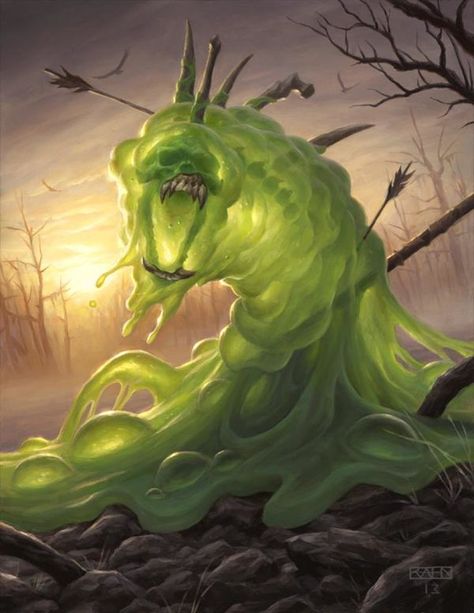 Slime Creature, Hearthstone Artwork, Slime Monster, Hearthstone Heroes, Creature Fantasy, Warcraft Art, Heroic Fantasy, Nails Green, Fantasy Beasts