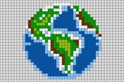 Earth Perler Bead Pattern, Earth Perler Beads, Perler Beads Planets, Earth Pixel Art, Home Pixel Art, Earth Cross Stitch Pattern, Pixel Art Coeur, Pixel Earth, Space Pixel Art